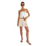 Crop Straplez Büstiyer Kat Detaylı Renk Kontrastlı Slim Fit