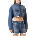 Cropped Denim Kadın Ceket, Ham Paça ve 13.5oz Kumaşla Yazlık Şıklık - XL - Mavi