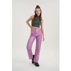 CROSS JEANS Diana Lila Varak Kaplama Parlak Yüksek Bel Patı Fermuarlı Dad Straight Fit Jean Pantolon C 4517-072