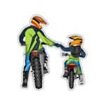 Cross Motor Baba Çocuk Araba, Motorsiklet, Kask, Laptop, Cam Sticker 13x12 Cm