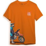 Cross Motor Enduro Ekipmanları Göğüs ve Yan Detay Baskılı Regular Fit %100 Pamuk T-Shirt - 2XL - Turuncu
