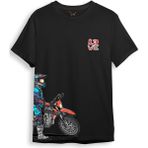 Cross Motor Enduro Ekipmanları Göğüs ve Yan Detay Baskılı Regular Fit %100 Pamuk T-Shirt - 3XL - Siyah