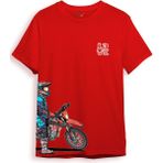 Cross Motor Enduro Ekipmanları Göğüs ve Yan Detay Baskılı Regular Fit %100 Pamuk T-Shirt - Kırmızı