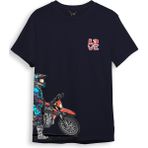 Cross Motor Enduro Ekipmanları Göğüs ve Yan Detay Baskılı Regular Fit %100 Pamuk T-Shirt - XL - Lacivert