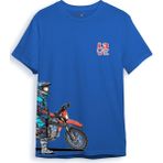 Cross Motor Enduro Ekipmanları Göğüs ve Yan Detay Baskılı Regular Fit %100 Pamuk T-Shirt - XL - Saks Mavi