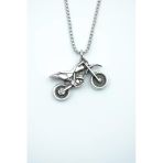 Cross Motor Gümüş Kaplama Örme Zincir Kolye