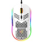 CROSS ZEBRA RGB petek hafif oyun faresi, 6 programlanabilir tuş, 6 RGB arka ışık modu ve 6400 DPI ayarlanabilir, USB kablosu, tak ve çalıştır, Windows, Mac, Laptop, PS4, XBox ile uyumlu, beyaz