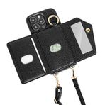 Crossbody Deri Telefon Cüzdan Kılıf Ile Çıkarılabilir Kayış, Kart Yuvaları, Siyah Pu Deri Için 15 Pro Max