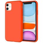 CrossPrime Apple iphone 11 Kılıf 6.1’ Içi Kadife Lansman Silikon Kılıf Şok Emici Full Kasa Koruma Sağlayan Kılıf - Liquid Silicone Case Compatible with iPhone 11 6.1 inch Gel Rubber Full Body Protection Cover Case Drop Protection Case (Koyu Turuncu)
