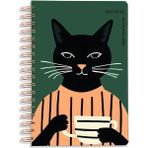 Crow Notebook 2026 A5 Akademik Ajanda 15X21 cm - 107 Ad. Sticker Hediyeli - Lastikli - 12 Aylık - Kedili