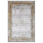 Crown Imperial Altın Geometrik Modern Geometrik Etnik Desenli Boho Yıkanabilir Hav Toz Vermez Leke Tutmaz Kaymaz Taban Dijital Makine Baskı Halı Oturma Odası Salon Yolluk Koridor Mutfak Halısı
