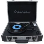 Crown Well Nostaljik Siyah Gri Pikap Bluetooth Kulaklı Hoparlör 33-45-78 Lik Taş ve Plastik Plak Çalar