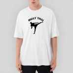 Crows Gate Karate Muay Thai Silhouette Oversize Beyaz Tişört