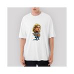 Crows Gate Kurt Cobain Cartoon Oversize Beyaz Tişört - XL