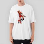 Crows Gate Nba Baller Red Silhouette Oversize Beyaz Tişört