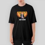 Crows Gate Nirvana Kurt Cobain Guitar Angel Oversize Siyah Tişört