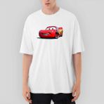 Crows Gate Şimşek Mcqueen Cars Oversize Beyaz Tişört - L