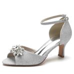 CrtTsks Glitter Rhinestones Yüksek Topuk Gümüş Kadın Sandalet