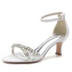 CrtTsks Glitter Shoeswith Rhinestones Sivri Burun Yüsek Topuk Beyaz Kadın Sandalet