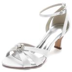 CrtTsks Rhinestone Saten Beyaz Kadın Sandalet
