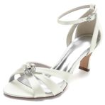 CrtTsks Rhinestone Saten Fildişi Kadın Sandalet