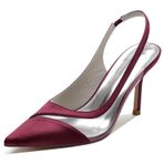 CrtTsks Slip-On Yüksek Topuk Saten Bordo Kadın Sandalet