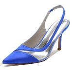 CrtTsks Slip-On Yüksek Topuk Saten Mavi Kadın Sandalet