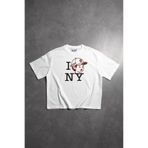 Crupt Studio I Love NY Beyaz Boxy Crop Erkek Tişört