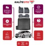 Cruze Sedan 2013 Tek Kulak 3D Bagaj Havuzu+4d Araca Özel Havuzlu Paspas Takımıı Prqx - Siyah