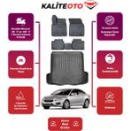 Cruze Sedan 2016 Çift Kulak 3D Bagaj Havuzu+4d Araca Özel Havuzlu Paspas Takımıı Prqx - Siyah