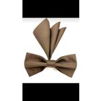 CRWAT ® Kahverengi / Mat Dupont Dokuma Kumaş Papyon - Mendilli