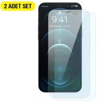 Crystal 0.3Mm Iphone 12 Tempered Ekran Koruyucu 2 Adet Set-(5775)