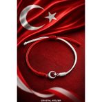 Crystal Atelier Kırmızı Beyaz Milli Takım Ay Yıldızlı Taraftar Bilekliği Ayarlanabilir Kordon Unisex