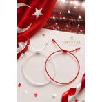 Crystal Atelier Milli Takım Kırmızı Beyaz Taraftar Bileklik Seti Ayarlanabilir Unisex Makrome İp Bileklik