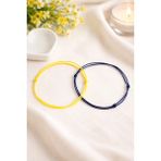 Crystal Atelier Sarı Lacivert Taraftar Makrome Örgü Ikili Bileklik Kaydırmalı Kilit Ayarlanabilir Unisex - Sarı - Lacivert