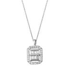 Crystal Baget Taşlı Beyaz Altın Kolye