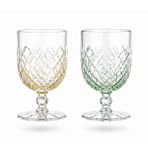 Crystal Baklava Desenli Ayaklı Kahve Yanı Su Bardağı, 120 ml, 2'li Set, El Dekor Kristal