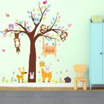 Crystal Kids Ağaç Maymunlar Hayvanlar Çocuk Ve Bebek Odası Pvc Duvar Stickerı