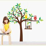 Crystal Kids Bebek Ve Çocuk Odas Ağaç Salıncak Baykuşlar Pvc Duvar Stickerı