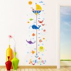 Crystal Kids Deniz Hayvanları Temalı Bebek ve Çocuk Odası Boy Ölçer PVC Duvar Sticker