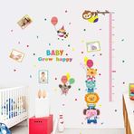 Crystal Kids Neşeli Hayvanlar Anaokulu Kreş Yuva Çocuk ve Bebek Odası Dekoru Büyüme Ölçer PVC Duvar Sticker Çıkartma