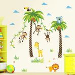 Crystal Kids Palmiyeler Ve Sevimli Hayvanlar Bebek Ve Çocuk Odası Pvc Duvar Stickerı