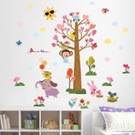 Crystal Kids Rengarenk Ağaç Ve Hayvanlar Bebek Ve Çocuk Odası Pvc Duvar Stickerı