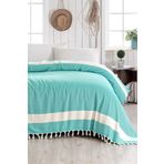 Crystal Mint Çift Kişilik Yatak Örtüsü 200 X 230 Cm Pike Pamuklu Kanepe Koltuk Örtüsü Püsküllü Mint 200 x 230