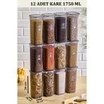 Crystal Ware 12'li Kare 1750 Ml Antrasit Erzak Saklama Kabı F703