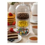 Crystal Ware 3 Katlı Yuvarlak Şeffaf Drajelik,Şekerlik, Sunumluk F133