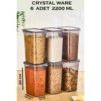 Crystal Ware 6' Lı Dikdörtgen Erzak Saklama Kabı 2.2 Lt Antrasit F802
