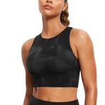 CRZ YOGA Butterluxe Racer Sırt Yastıklı Siyah Batik Çiçekler Kadın Spor Sütyeni