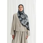cs camellia scarf Aura İpek Krep Şal - Siyah