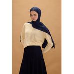 cs camellia scarf Bambu Penye Şal - Lacivert